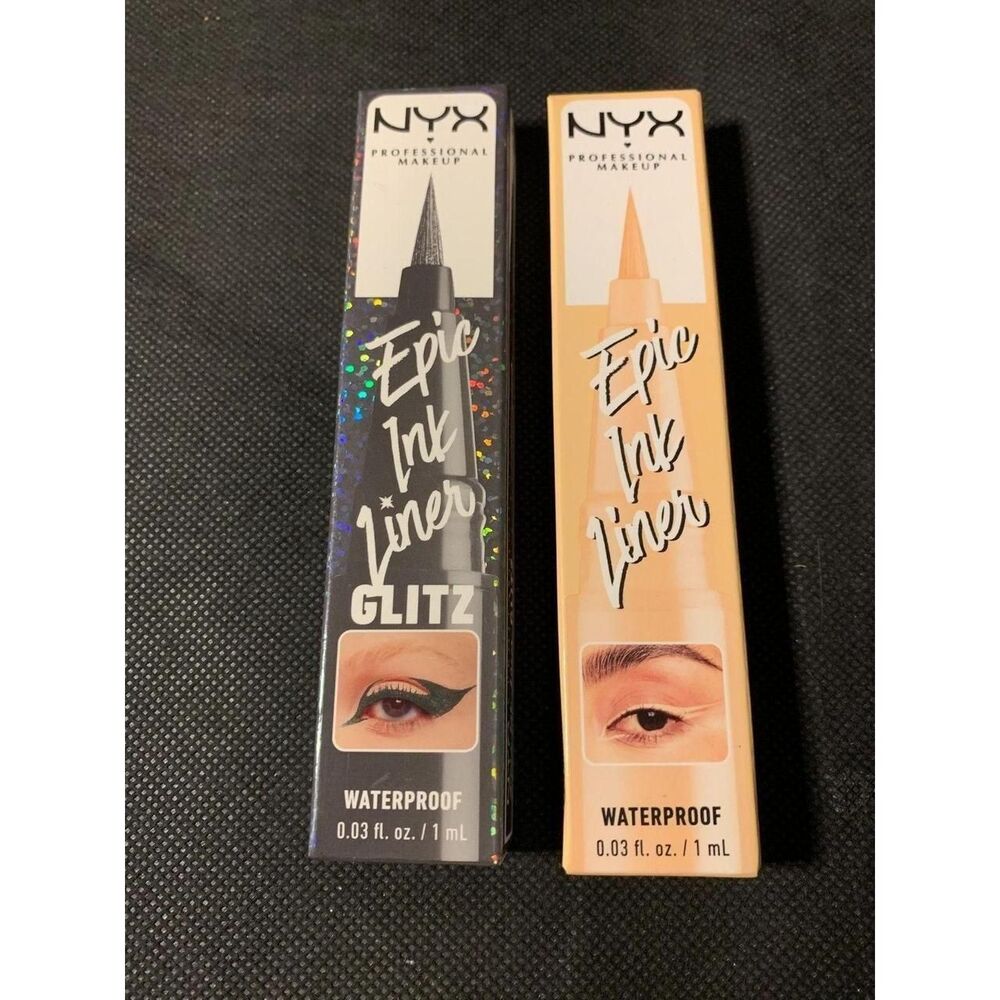 2 NYX Epic Ink Liners Waterproof EILG06 (Graphite Glitz) & EIL07 (Marshmallow)